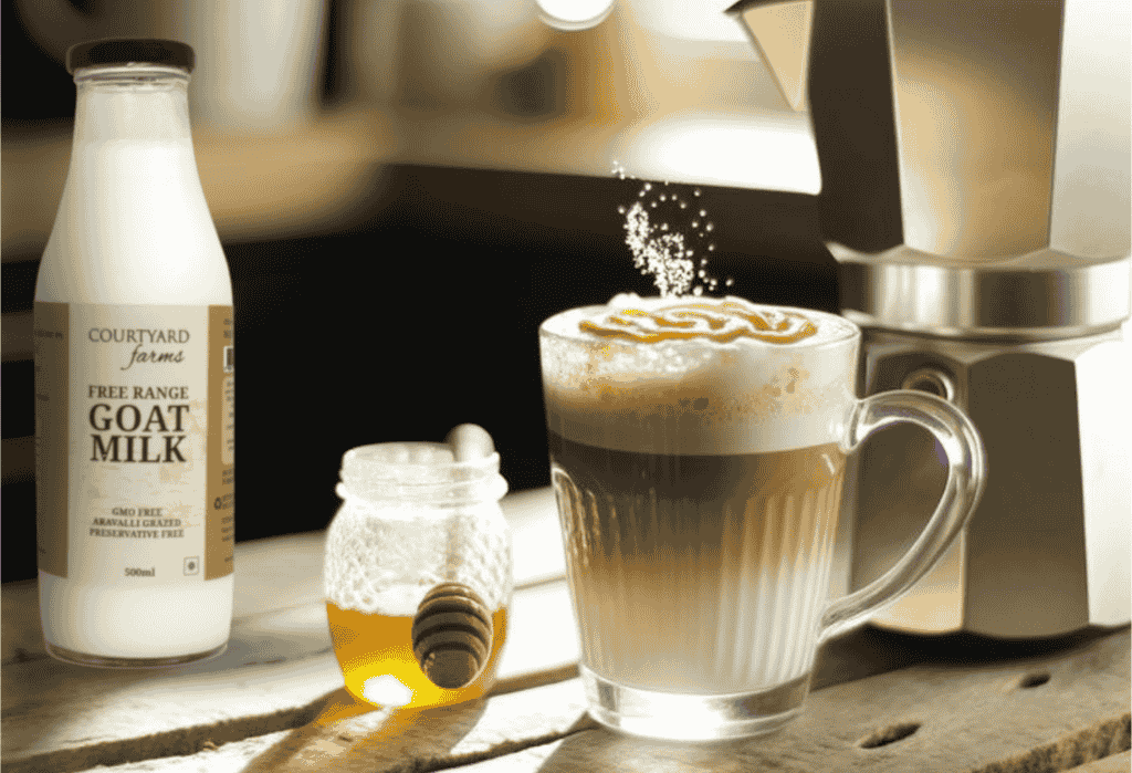 Salted Honey Latte with Courtyard farms Goat Milk