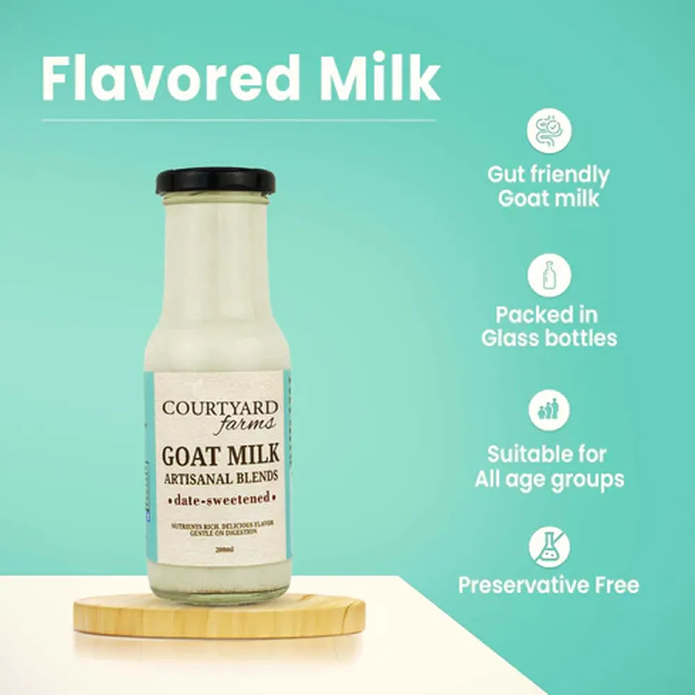 date sweetened goat milk benefits no added sugar easy digestion gut friendly preservative free healthy milk alternative