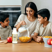 family enjoying goat milk at breakfast healthy dairy alternative for kids and adults
