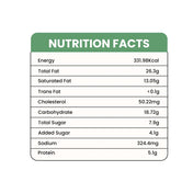 Nutrition facts label with detailed nutritional information on a white background