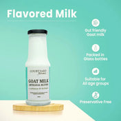 flavored goat milk benefits gut friendly easy digestion preservative free glass bottle Courtyard Farms