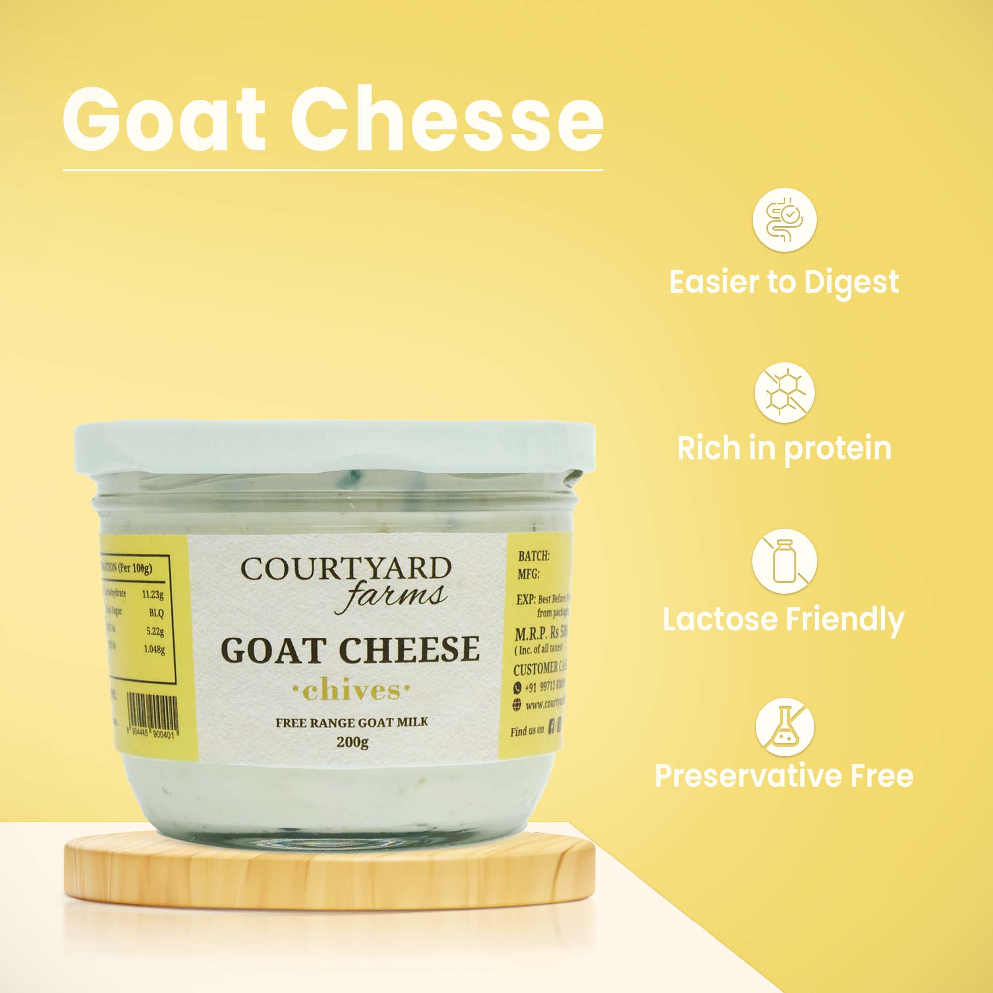 Goat Cheese Chives (200 gm) - Courtyard Farms