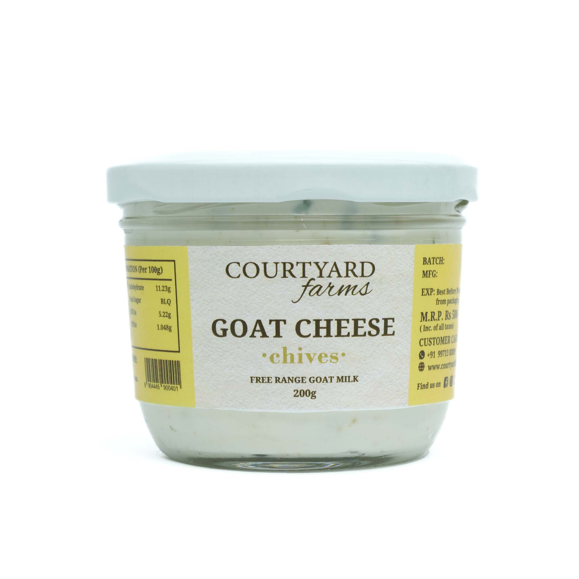 Goat Cheese Chives (200 gm) - Courtyard Farms