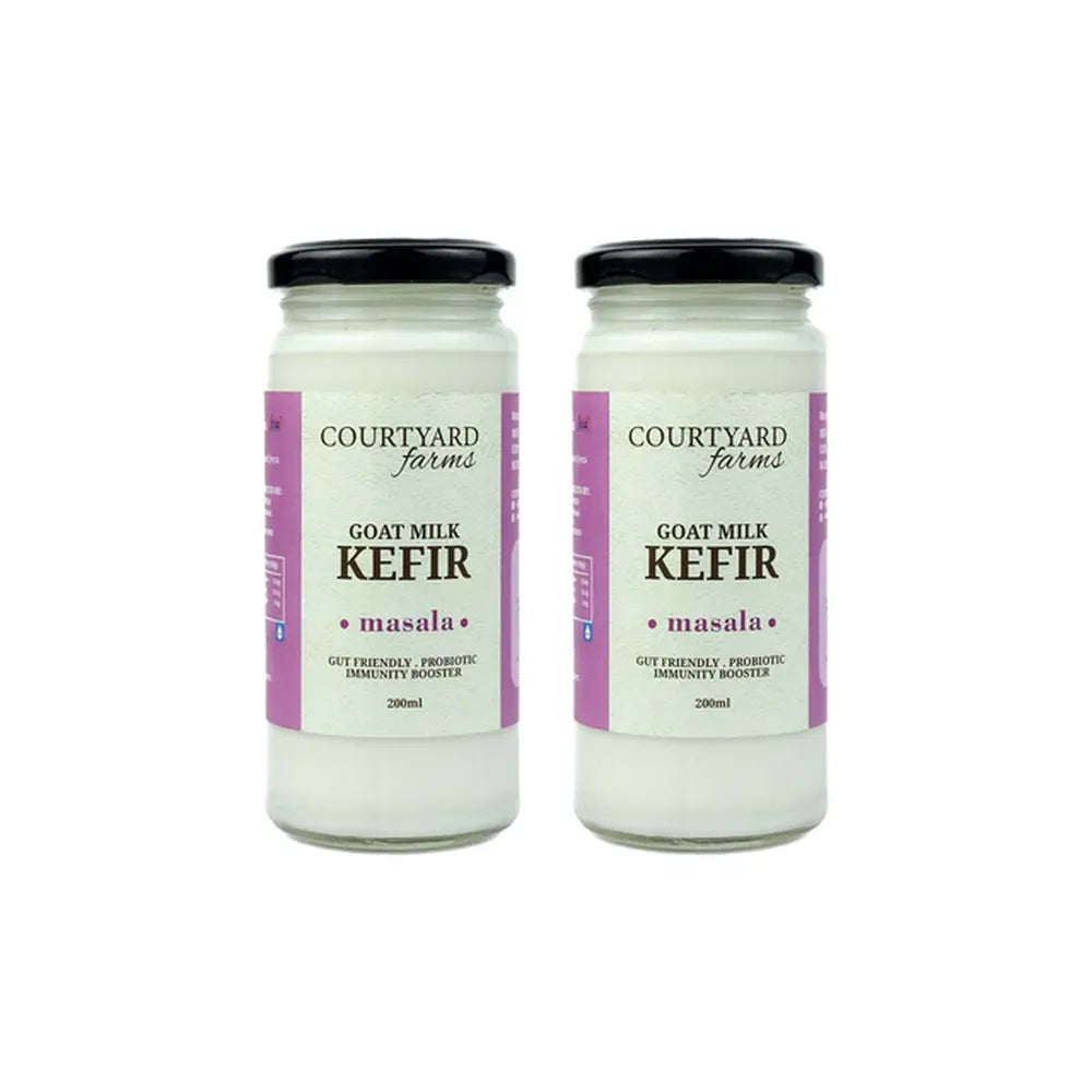 Pack of 2 goat milk kefir masala bottles probiotic drink by Courtyard Farms for digestion and immunity support”