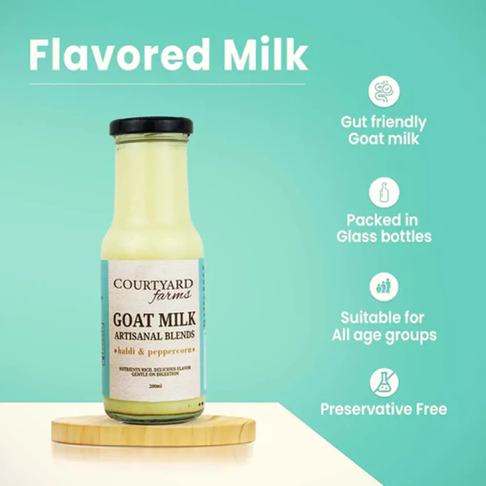 haldi milk benefits immunity digestion anti inflammatory drink with goat milk and black pepper Courtyard Farms